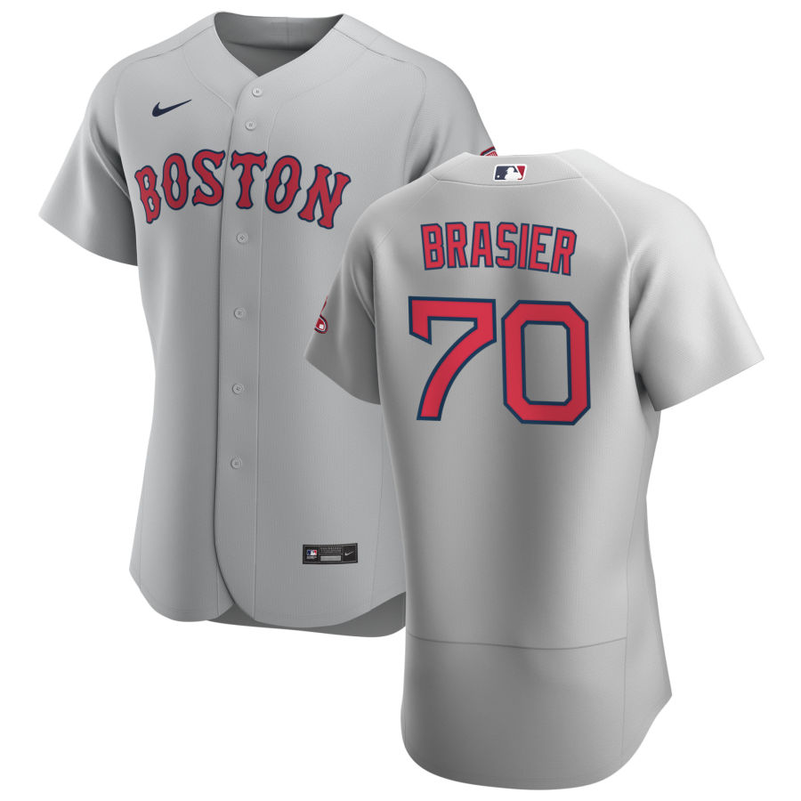 Boston Red Sox #70 Ryan Brasier Men Nike Gray Road 2020 Authentic Team MLB Jersey